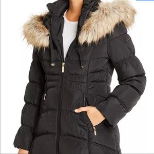 Laundry By Shelli Segal Faux Fur Trim Puffer Coat | Like New | Black | Sz Medium